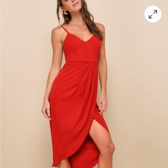 Lulus Dresses & Skirts - Lulu's Red High Low Slit Wrap dress
